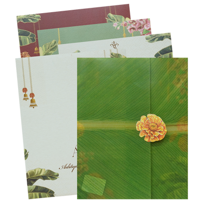 White Marigold Floral Padded Wedding Card - KBM05100