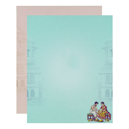 Blue Padded Bride Groom Wedding Card-KNMO9317