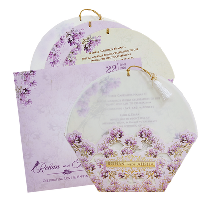 Check out Ivory Lavender Floral laser-cut wedding Card at best price. ?WhatsApp Support ?Express Delivery.