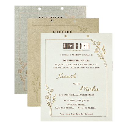 Elegant Ivory Laser-Cut Wedding Card - KRC31440