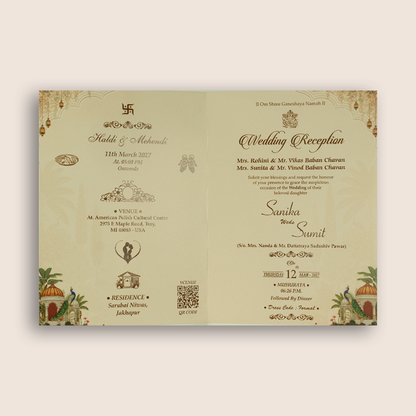 Cream Bride Groom Door Style Wedding Invitation - KSH27140