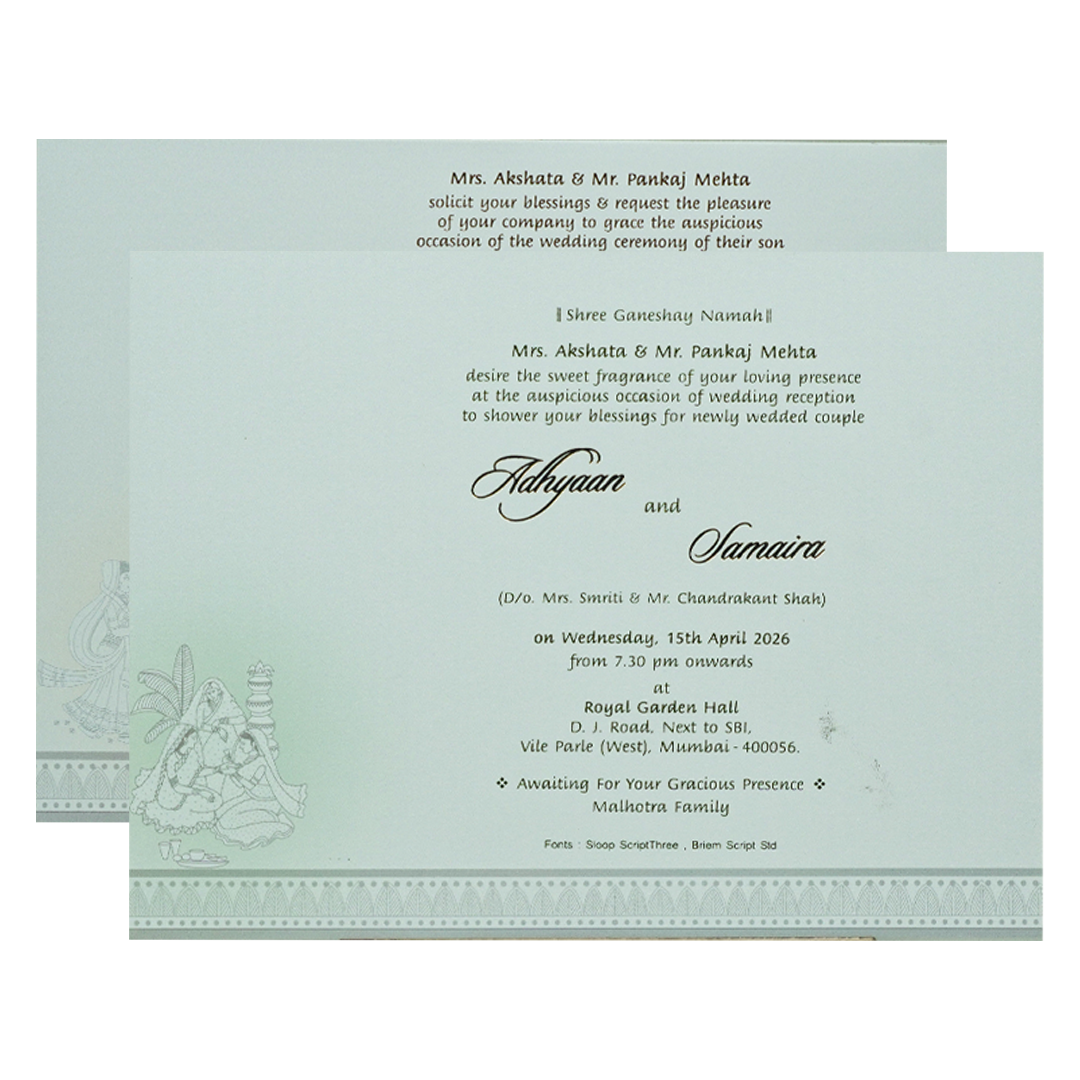 White Padded Floral Bride Groom Wedding Card-KRC31060