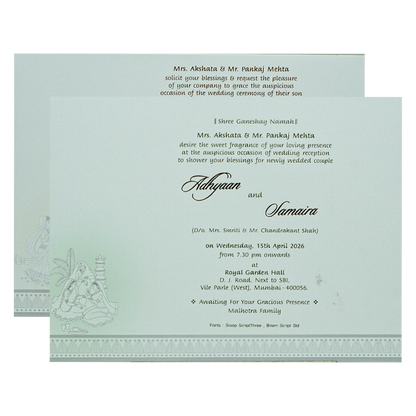White Padded Floral Bride Groom Wedding Card-KRC31060