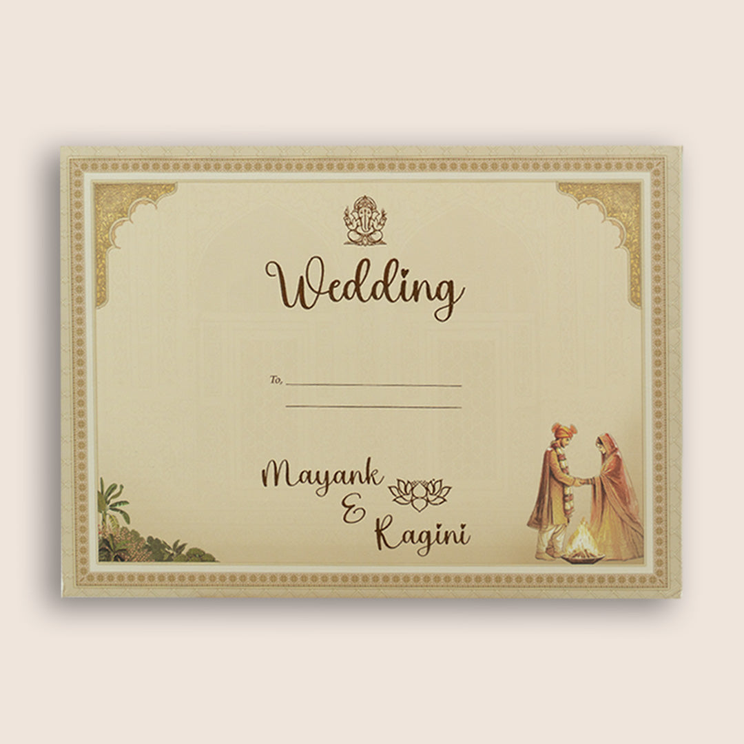 Grey Padded Palace Door Style Invitation Card - KSH72950