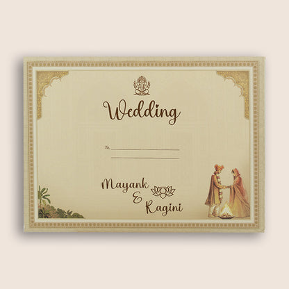 Grey Padded Palace Door Style Invitation Card - KSH72950
