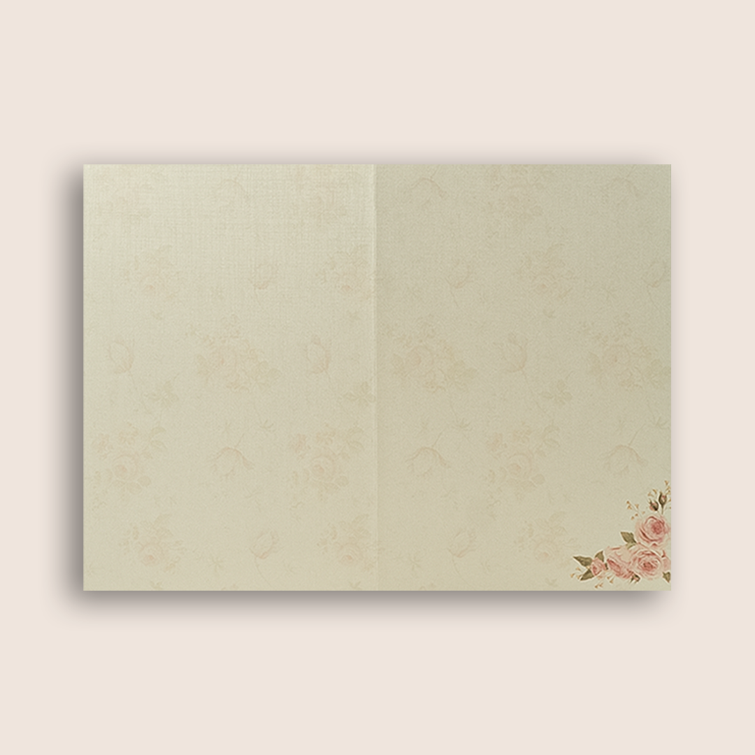 Cream Rose Floral Wedding Card - KNCM4041