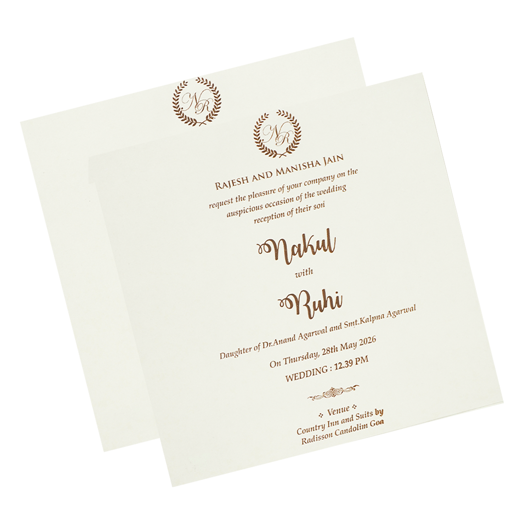 White Palace Ganesha Padded Wedding Card-KRE28260