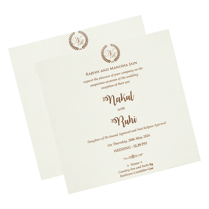 White Palace Ganesha Padded Wedding Card-KRE28260