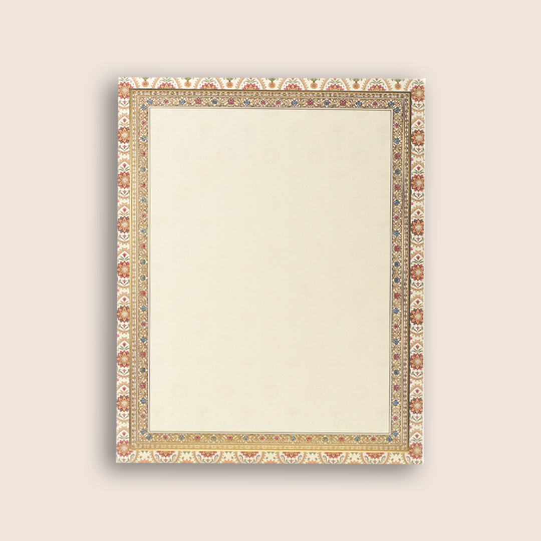 Cream Floral Padded  Round mandala Pattern Wedding card -KAA05720