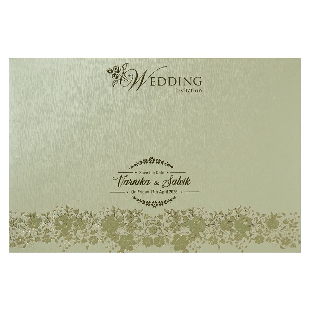 Pastel Green Gold Floral Padded Wedding Card-KSSC2380
