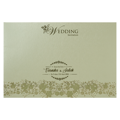 Pastel Green Gold Floral Padded Wedding Card-KSSC2380
