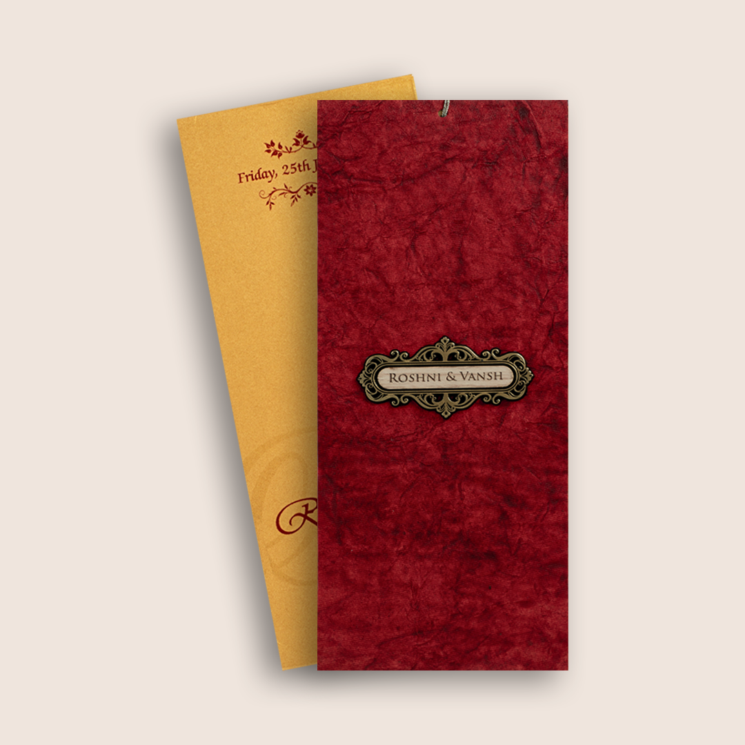 Red Handmade Paper Wedding Card - KPR07480