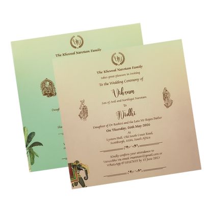 Mint Green Royal Elephant Padded Wedding Card-KRE27120