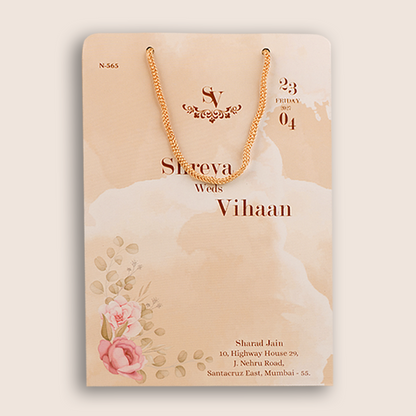 Cream Floral Padded Door Style Marriage Invitation - KVN05650