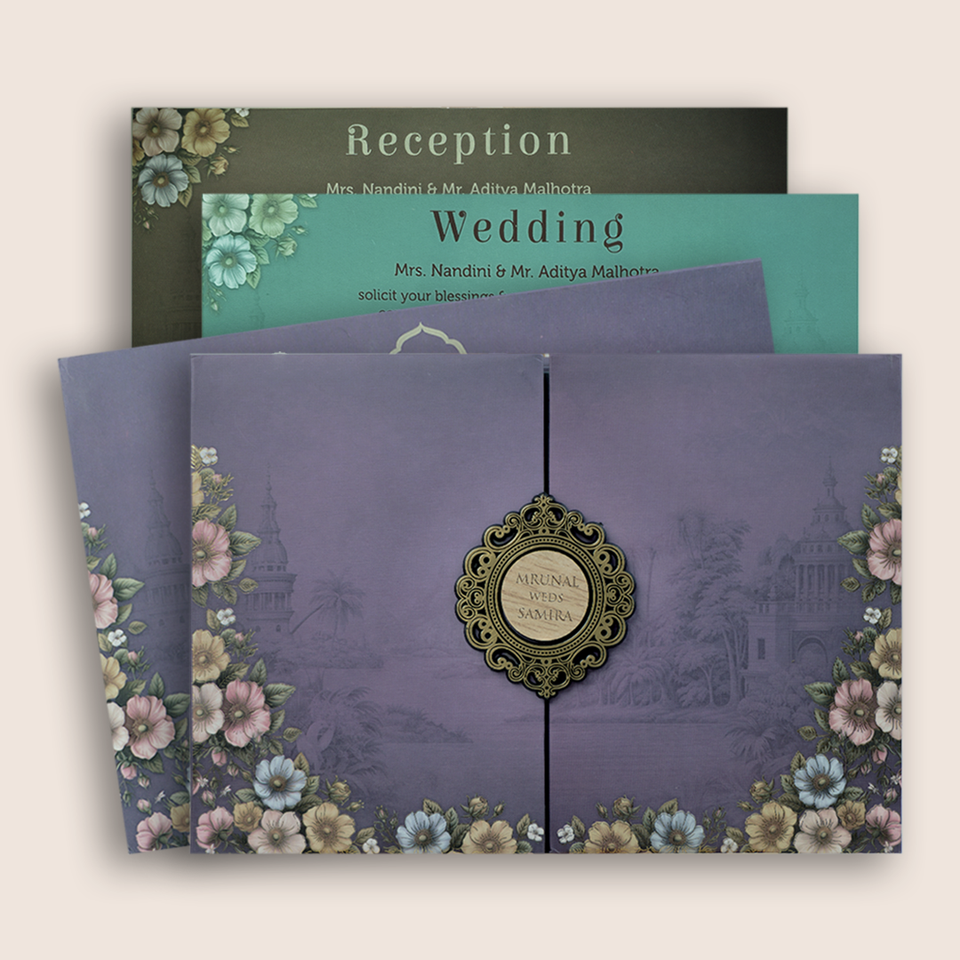 Purple Door Style Floral Wedding Card - KVN07860