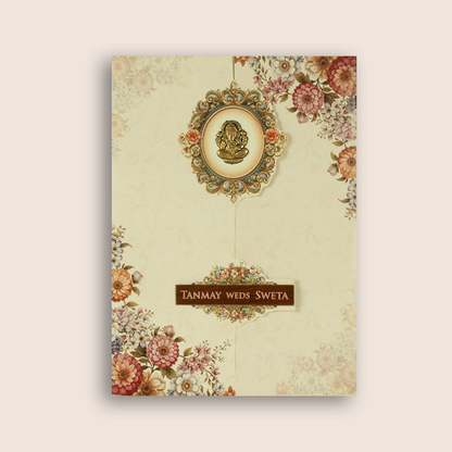 Cream Floral Door Style Marriage Card - KSH73460