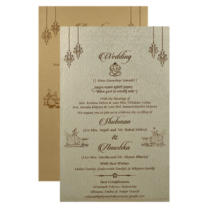 Luxury Golden Floral Padded Wedding Card-KRB09341