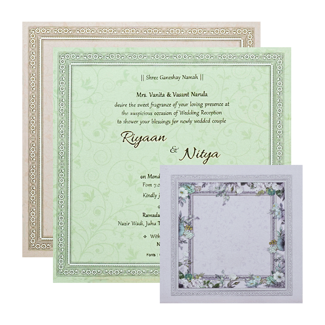 Lavender Floral Padded Wedding Card-KRC31130