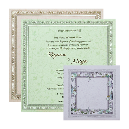 Lavender Floral Padded Wedding Card-KRC31130