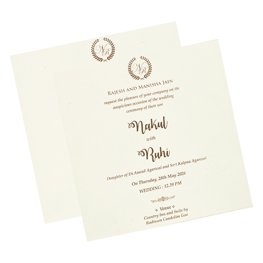 White Musical Ganesha Padded Wedding Card-KRE28270