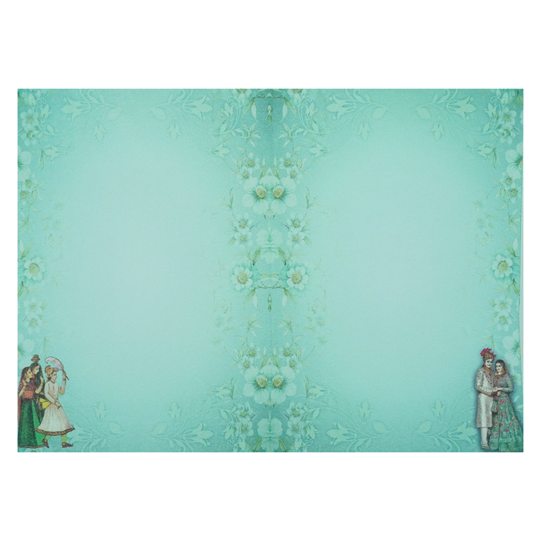 Green Floral Bride Groom Padded Invitation Card-KNEP1601