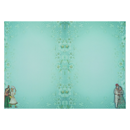 Green Floral Bride Groom Padded Invitation Card-KNEP1601