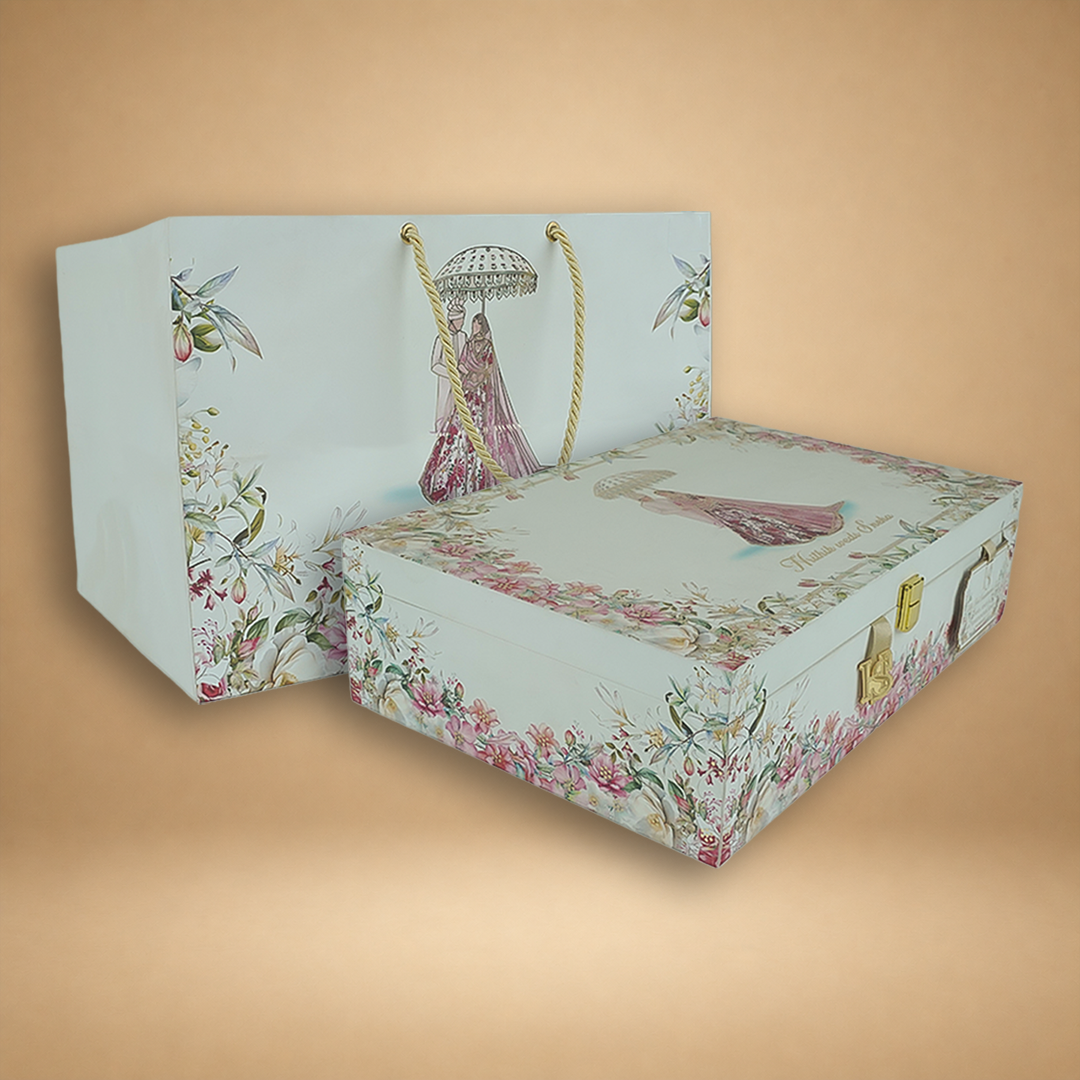White Premium Bride Groom Luxury Invitation Box - KNLW202540