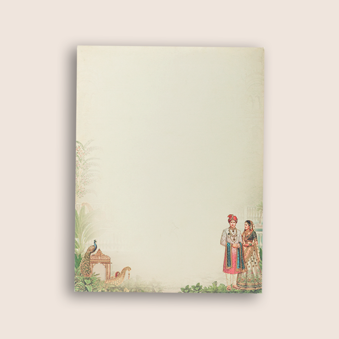 Cream Royal Bride Groom Padded Wedding Card - KAA05690