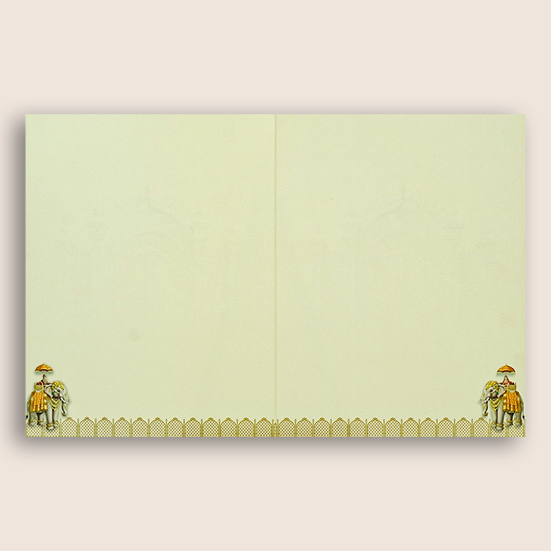 Cream Royal Palace Elephant Wedding Card - KNKN6321