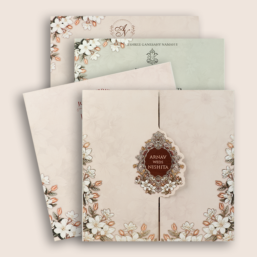 Light Pink Floral Door Style Invitation Card - KVN08110