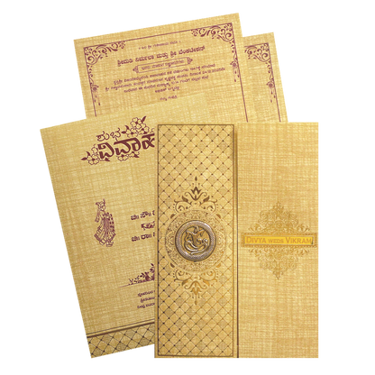 Metallic Door Nameplate Wedding Card-King of Cards