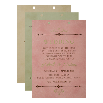 Green Bride Groom Laser-Cut Wedding Card-KRC31570