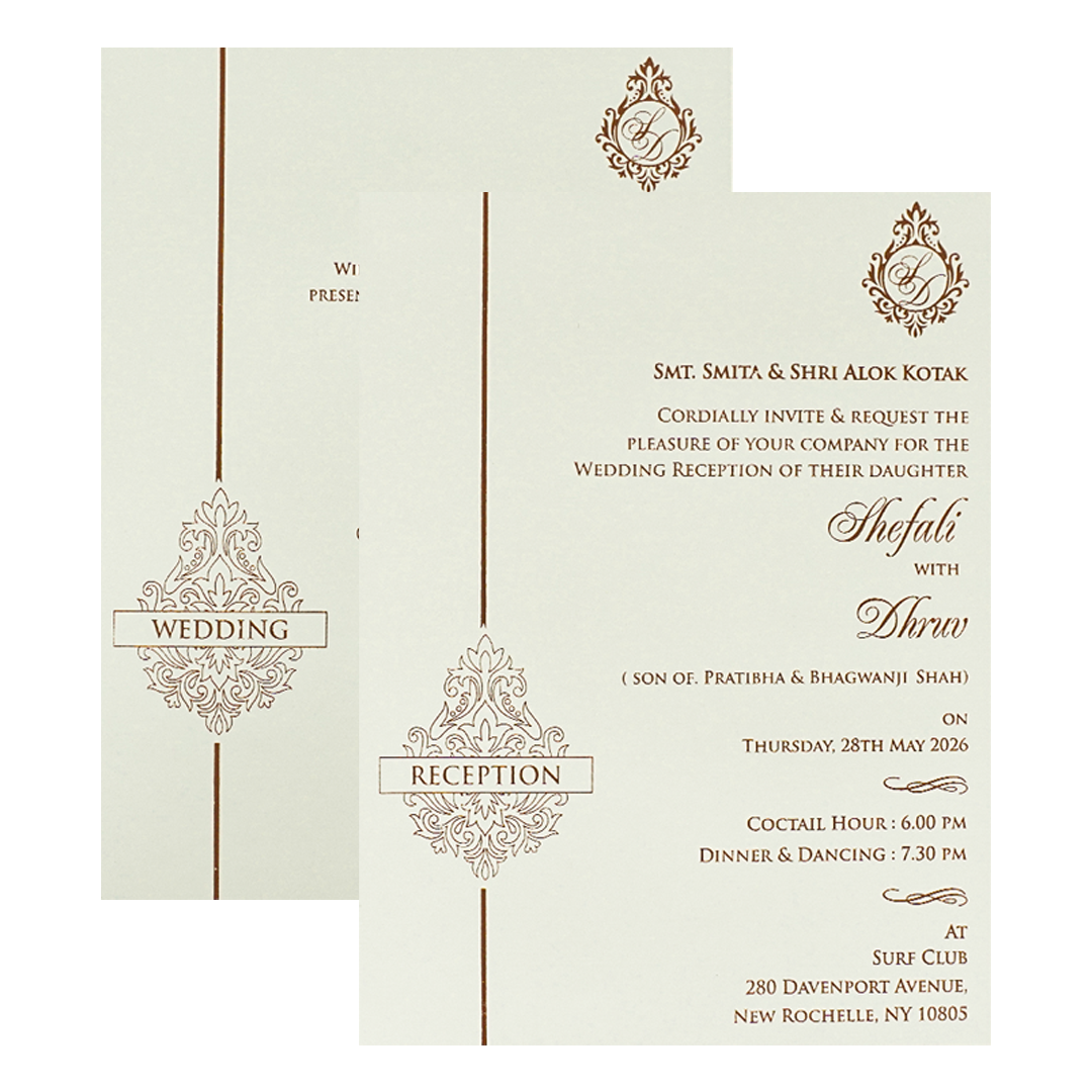 White Ganesha Geometric Padded Wedding Card-KRE28180