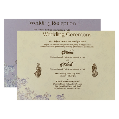Pastel Lavender Floral Padded Wedding Card-KRE27880
