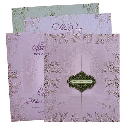 Purple Floral Door Wedding Invitation Card - KVN07610
