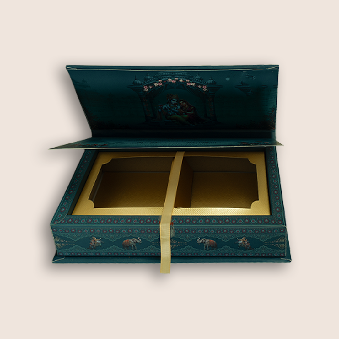 Teal Green Royal Baraat Luxury Invitation Box - KSI33240