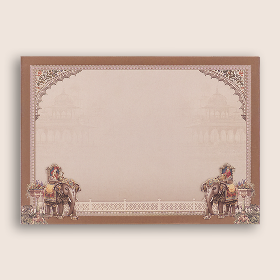 Warm Pink Royal Elephant Bride Groom Wedding Card - KAA05340