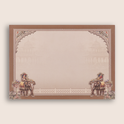 Warm Pink Royal Elephant Bride Groom Wedding Card - KAA05340