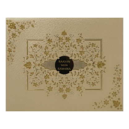Gold Floral Padded Wedding Card-KSSC2075