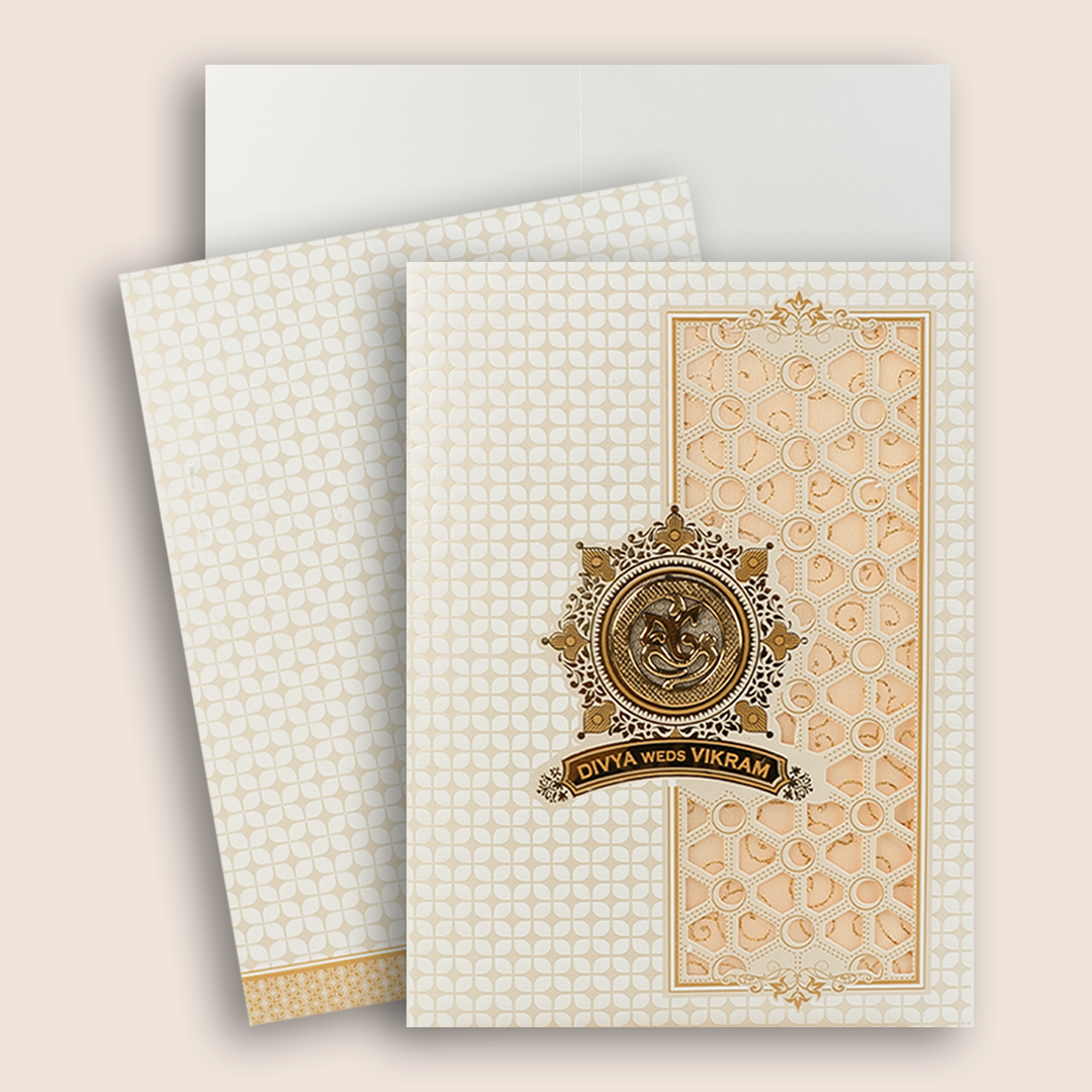 White Laser Cut Invitation Card-KNK7062W