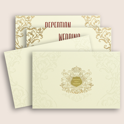 Cream Embossed Floral Padded Marriage Card - KPR010360