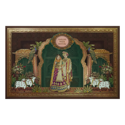 Brown Royal Couple Padded Wedding Card-KSH72150