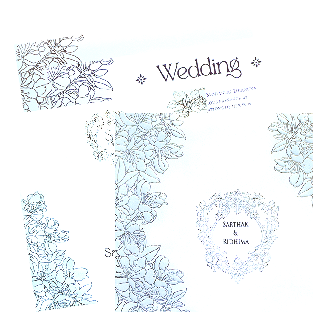Classic White and Gold Floral Charm Wedding Card-KPR06580