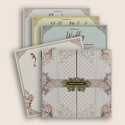 Lavender Floral Door Style Padded Invitation Card - KSH72760