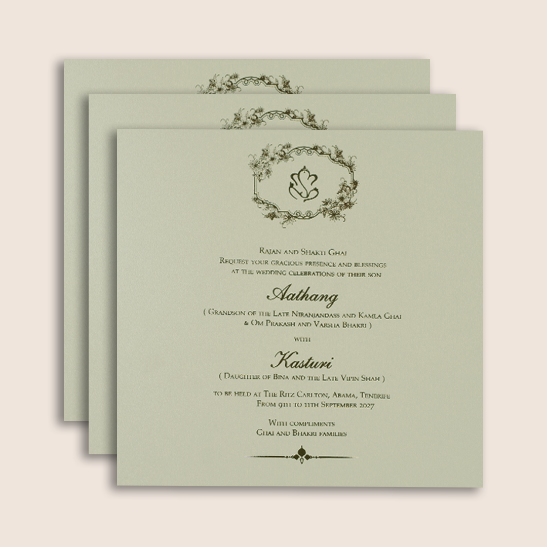 Grey Floral Laser Cut Padded Marriage Card - KPR023530