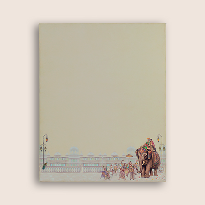 White Royal Elephant Baraat Wedding Card - KAA05140