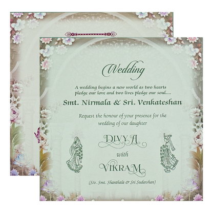 Grey Padded Royal Elephant Wedding Card-KNPO5571C