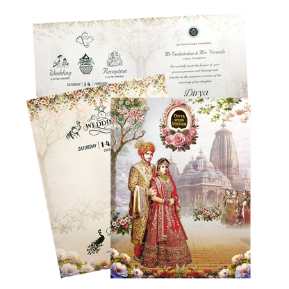 Grey Royal Bride Groom Box Wedding Card-King of Cards