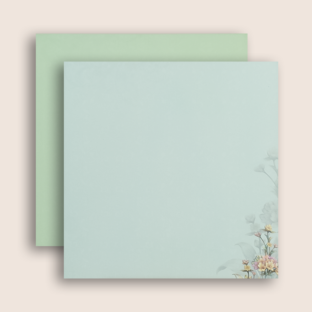 Green Floral Door Style Padded Wedding Card - KNAM4903