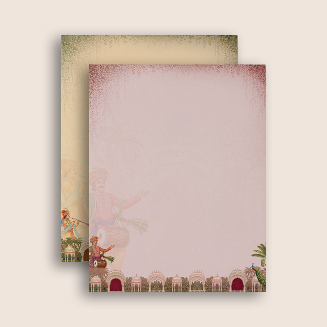 Green Lord Ganesha Floral Padded Wedding Card - KAA05560
